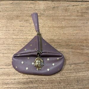 Vintage Firenze Italian Leather Coin Purse – Purple & Gold Fleur-de-Lis – EUC